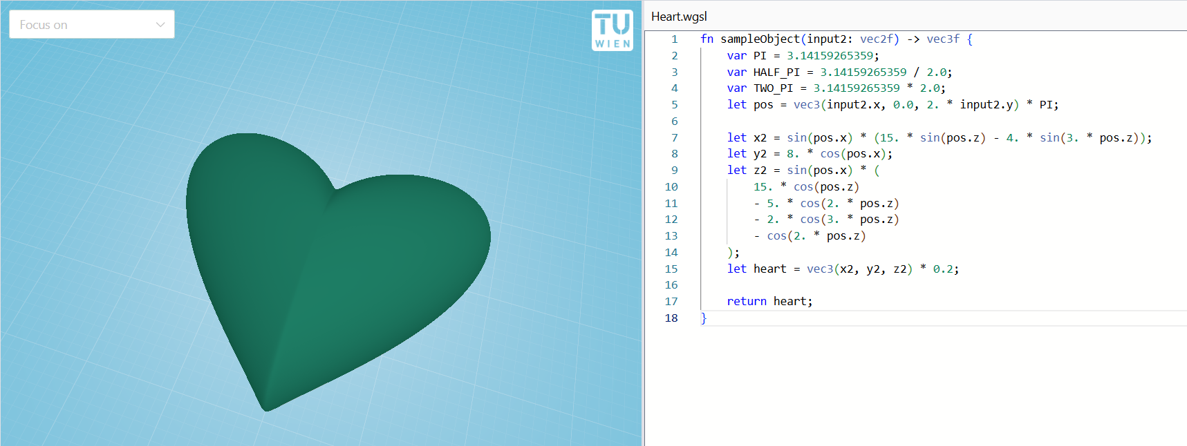 Programmatically defined heart shape