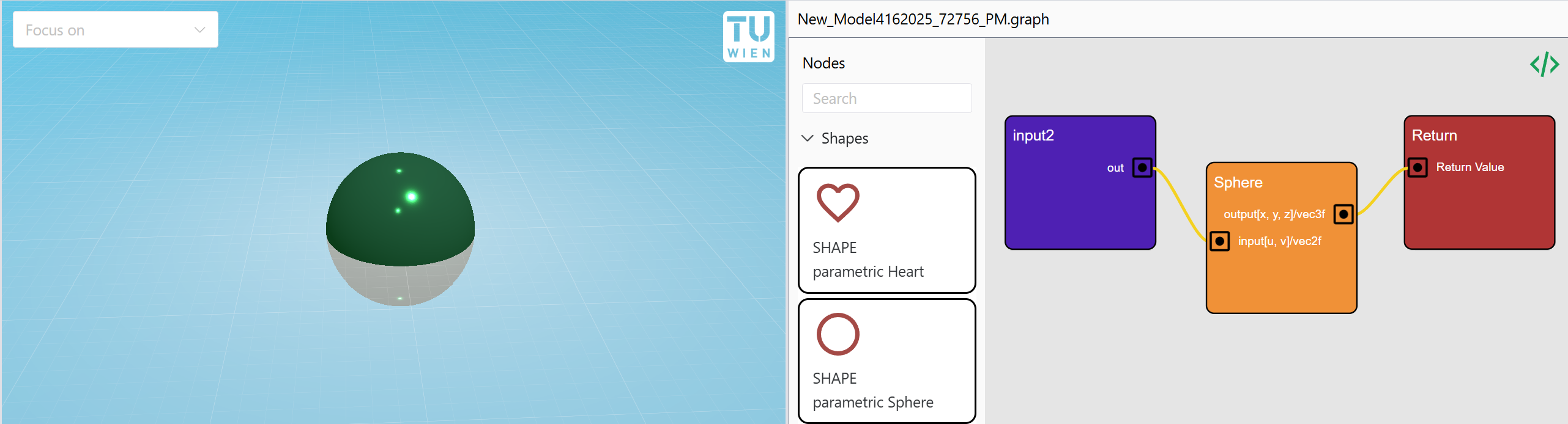 Image of sphere in node editor